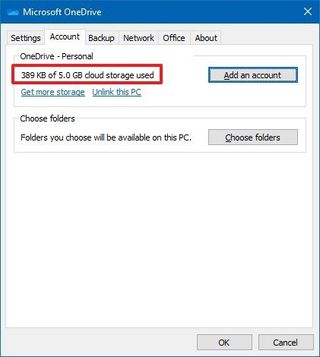 OneDrive storage usage