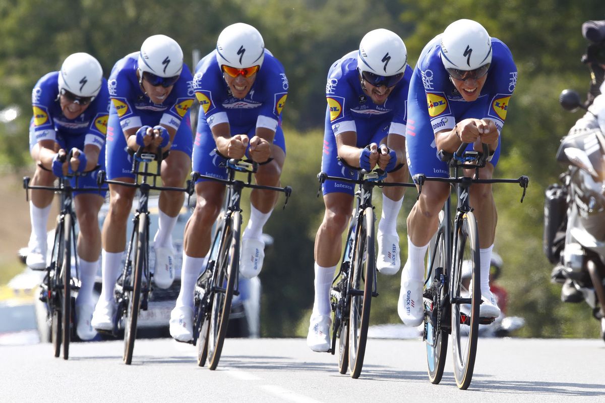 Quick-Step Floors fell five seconds shy of taking the yellow jersey with Philippe Gilbert