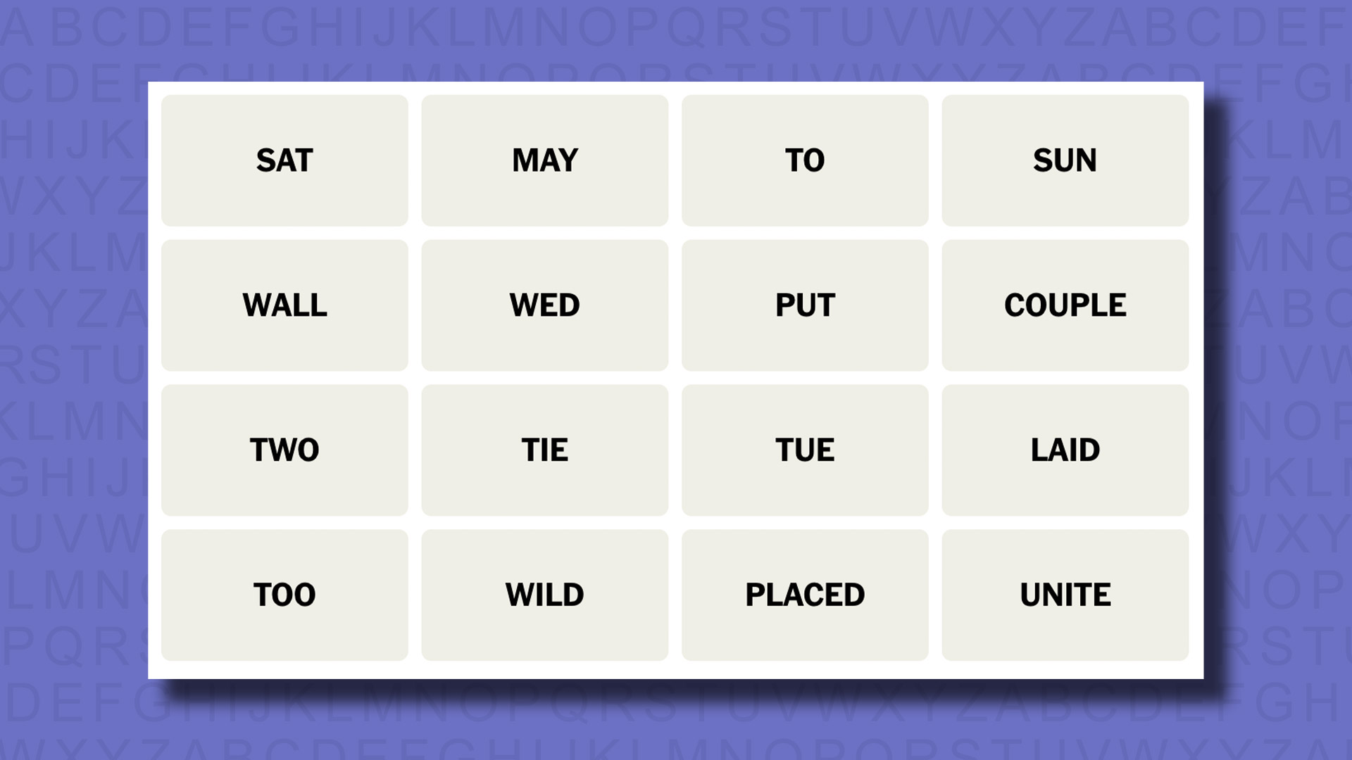 NYT Connecting Words for Game 384 on a purple background