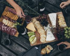 Cheese board ideas with charcuterie and wine