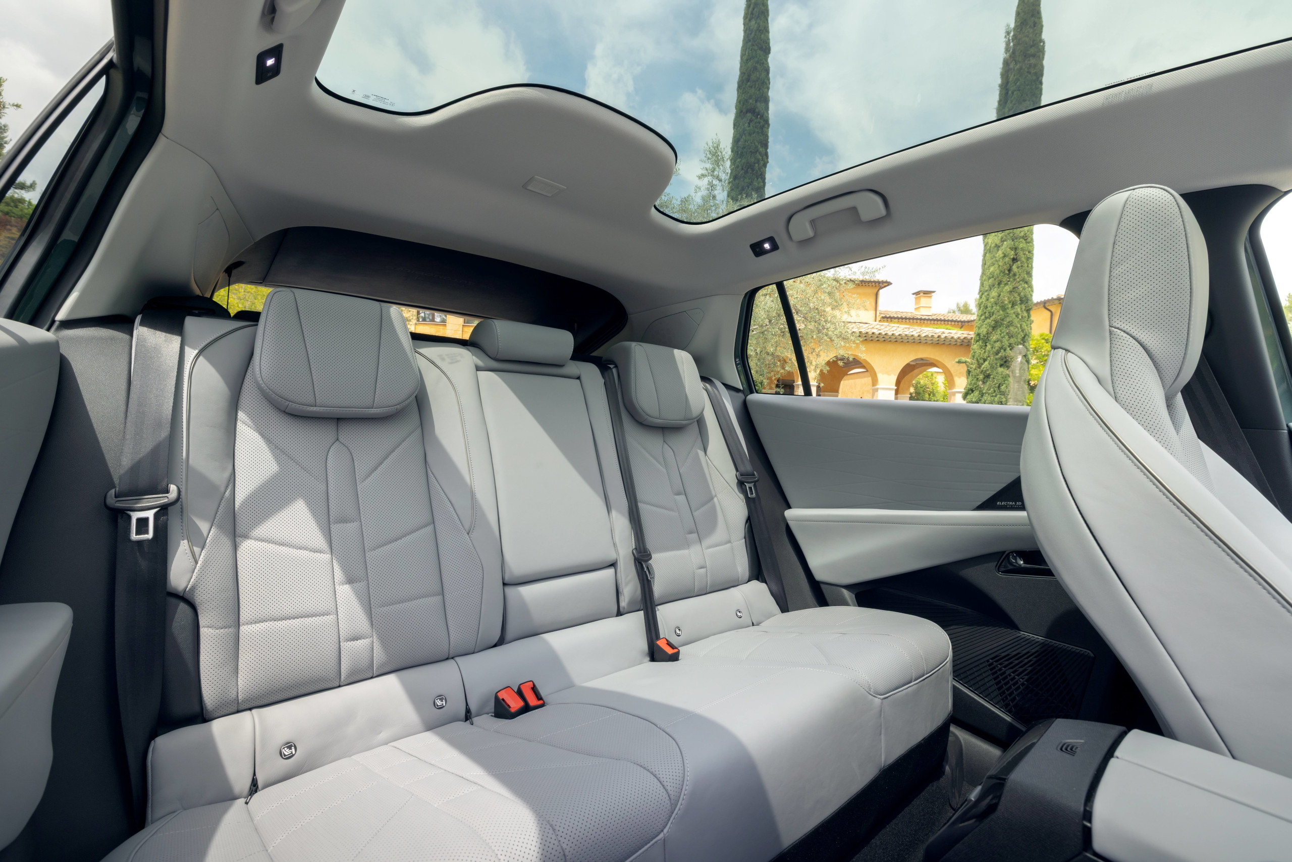 The back seat experience is boosted by the huge glazed roof