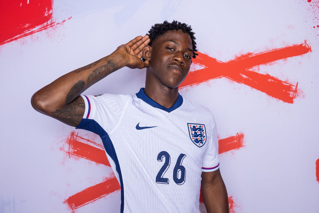Kobbie Mainoo of England poses for a portrait during the England Portrait session ahead of the UEFA EURO 2024 Germany on June 11, 2024 in Blankenhain, Germany.
