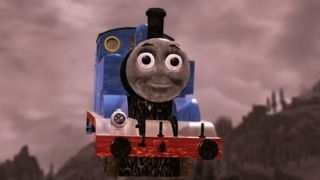A dragon replaced by Thomas the Tank Engine thanks to Skyrim mods