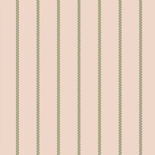 a close up shot of pink and green Farrow & Ball petal stripe wallpaper