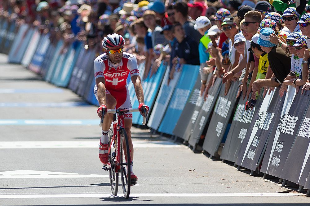 Danilo Wyss (BMC) had a flat front tyre for the last few filometres