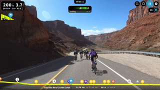 Footage from Rouvy of riders cycling on the Routy Colorado River route