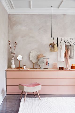 Ikea Malm drawer units paints in Smoked Trout Estate emulsion by Farrow & Ball