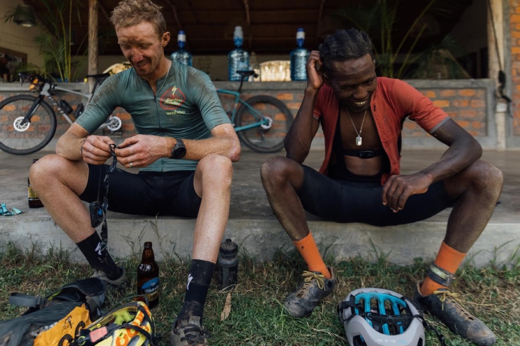 Ian Boswell and Sule Kingangi at the Migration Gravel Race in 2022.