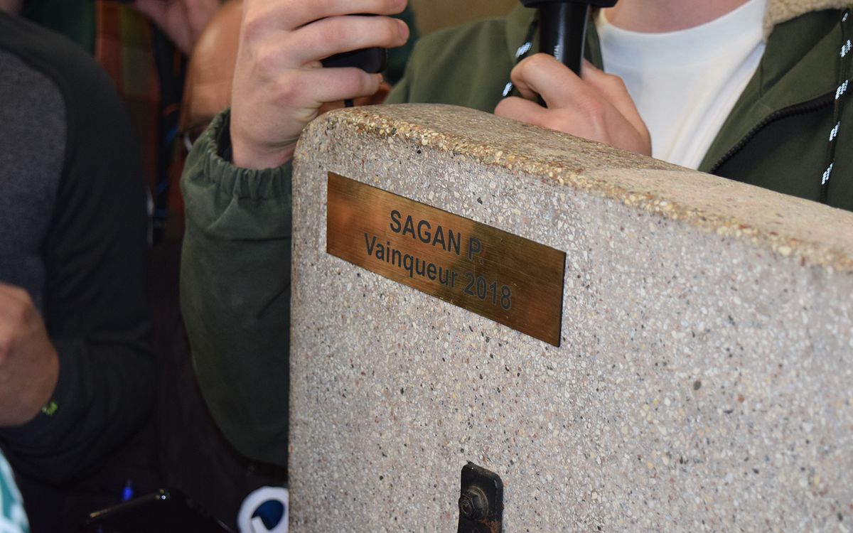 Peter Sagan's name in the Roubaix velodrome showers