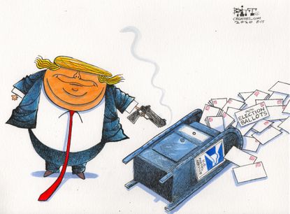 Political Cartoon U.S. Trump USPS mail in vote