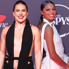a collage of Ilona Maher and Gabby Thomas at the 2025 ESPY awards