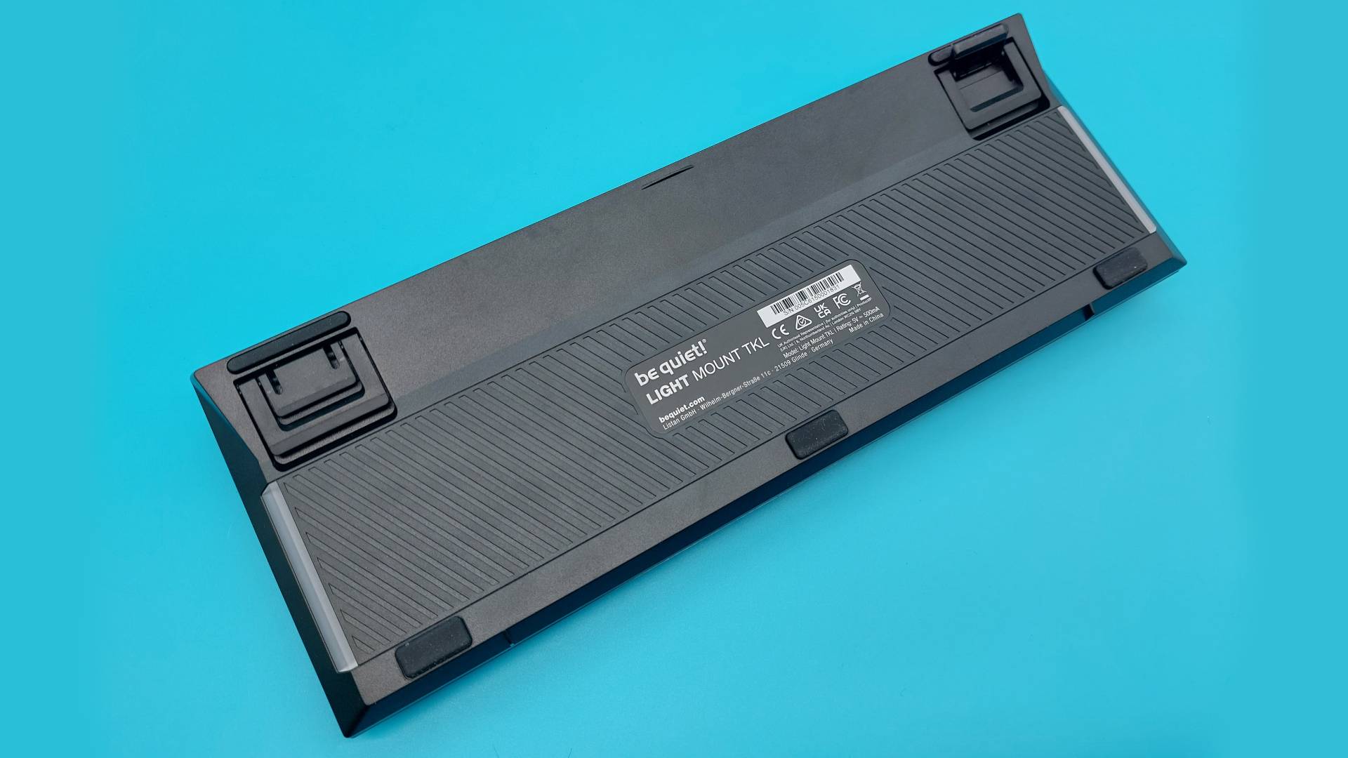 The Be Quiet Light Mount TKL wired mechanical gaming keyboard seen from various angles.