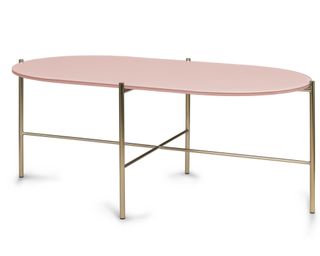 Pastel pink painted glass table with gold legs