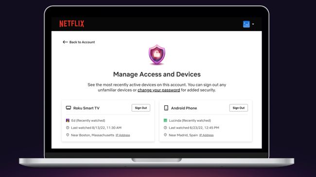 Netflix &#039;Manage Access and Devices&#039; feature