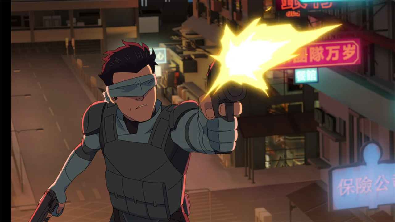 Best Tiger firing one of his handguns in Invincible season 3 episode 7