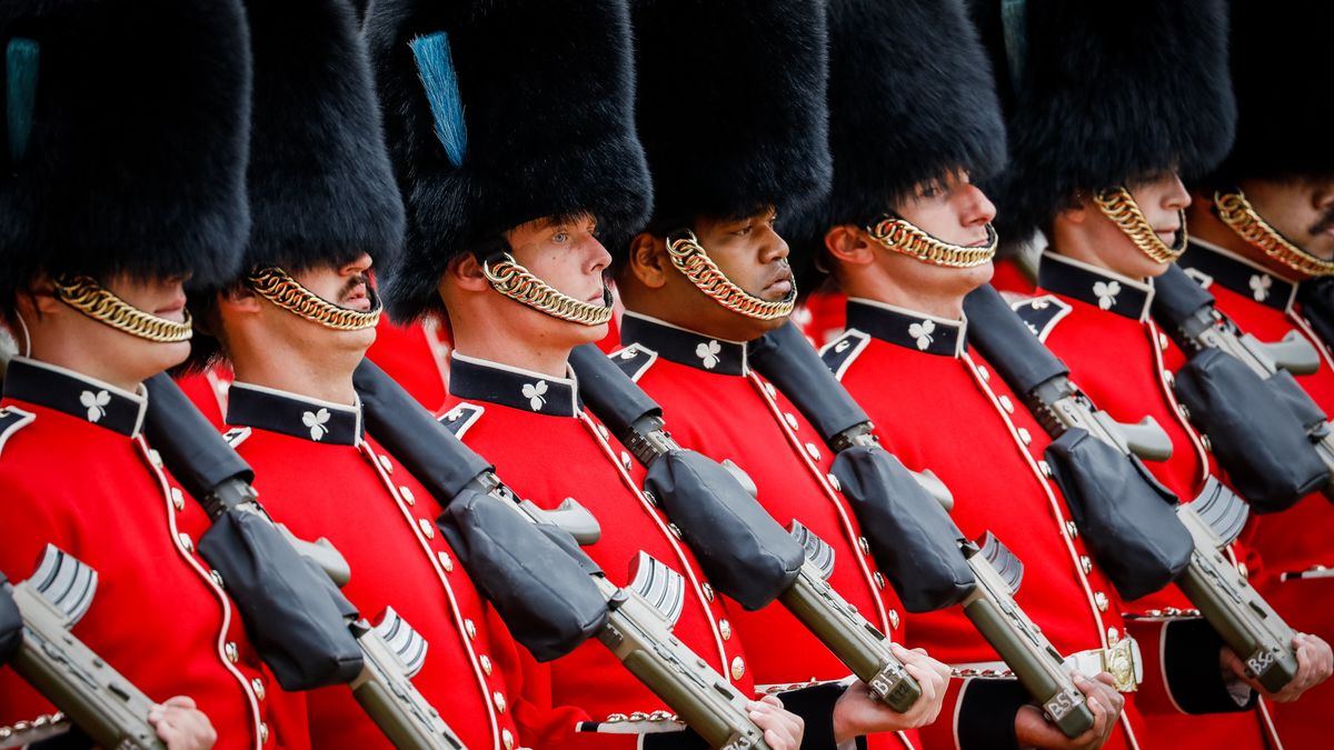 Soldiers on parade during The Colonel&#039;s Review at Horse Guards Parade