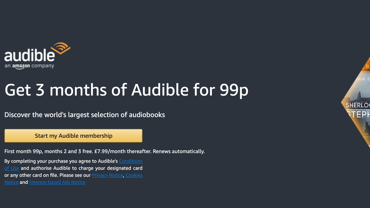 Get 3 months of Audible for just 99p