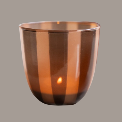 AFFARI AB, Burnt Orange Striped Tealight Holder - Short