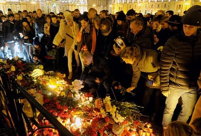 A vigil in Saint Petersburg for the victims of the Metrojet crash.
