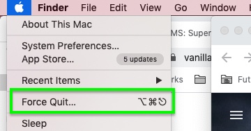 Как принудительно завершить работу на Mac через строку меню