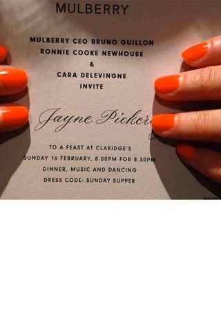 Jayne Pickering Receives Is Invited To Come Dine With Miss Cara Delevingne
