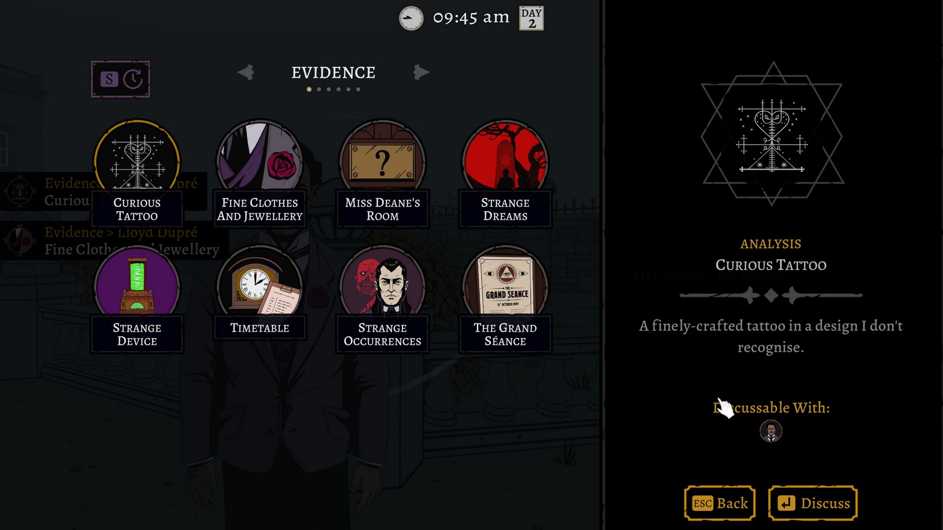 Picking a conversation topic with Dupree in The Seance of Blake Manor