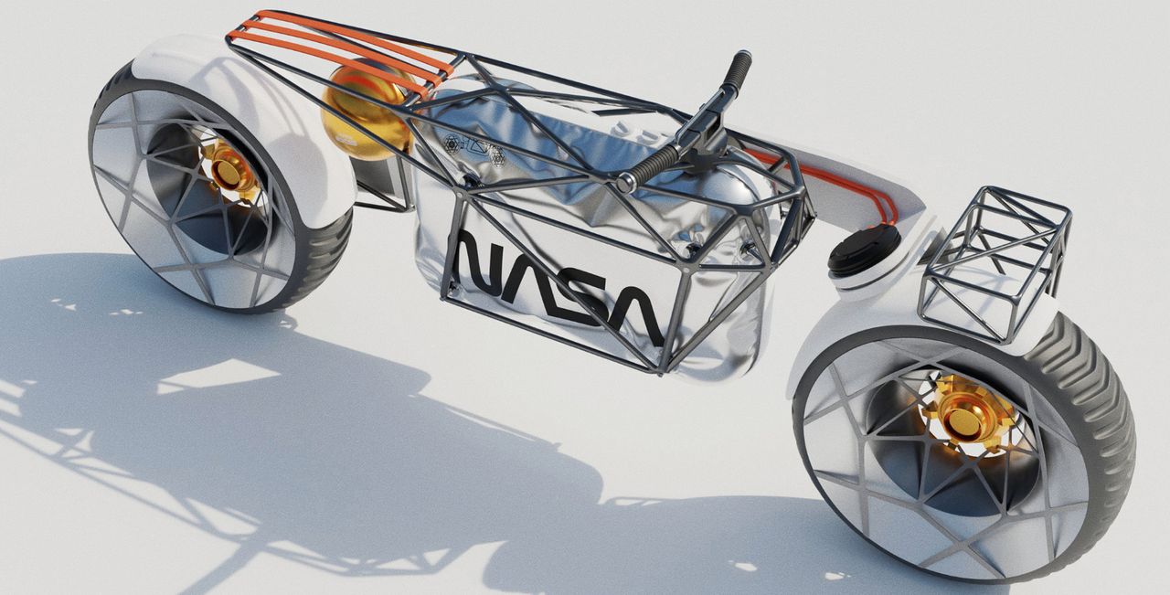 Moscow-based automotive designer Andrew Fabishevskiy has come up with this novel concept for a moon motorcycle.