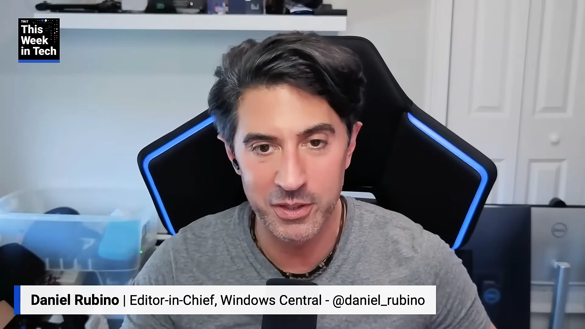 Daniel Rubino was sitting in the Razer Chroma Soma gaming chair during a recent TWiT appearance.
