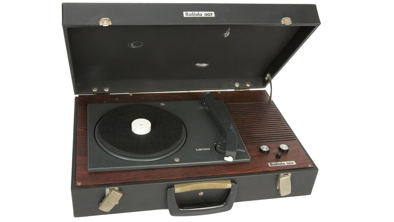 Radiola 007 model turntable purchased by Hendrix and Mitchell while on tour in Sweden (estimate: $1,000-$2,000). Hendrix and Mitchell bought this turntable right before playing their concert as they wanted to listen to a newly-arrived acetate of Burning of the Midnight Lamp.