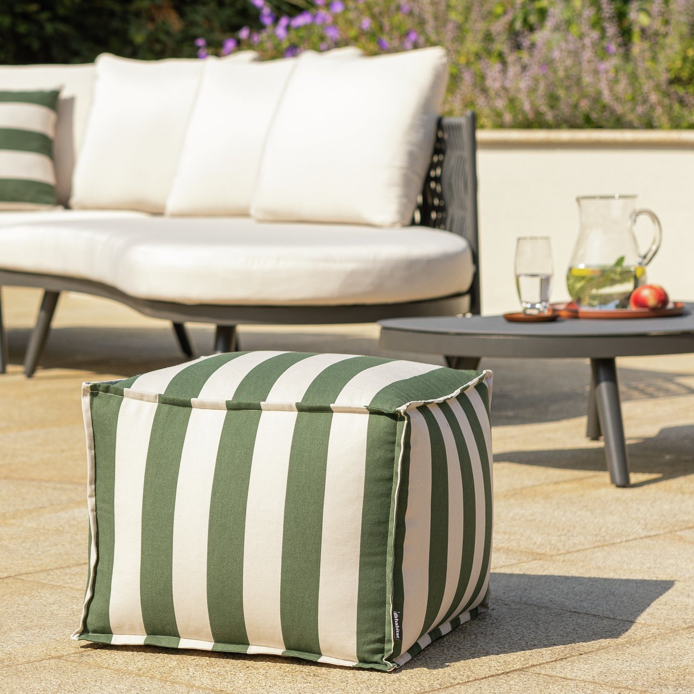 Habitat Stripe Outdoor Pouffe Cushion