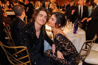 Timothée Chalamet and Kylie Jenner at the 2025 Golden Globes