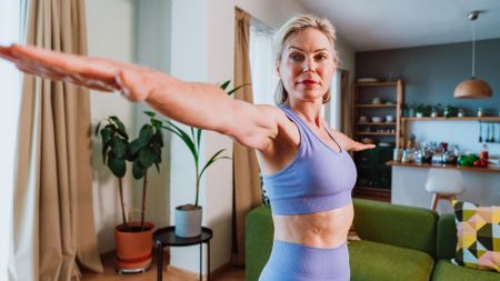 a senior woman doing a workout