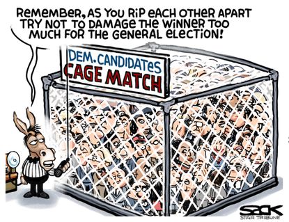 Political Cartoon U.S. Democrats primaries nomination president 2020 election