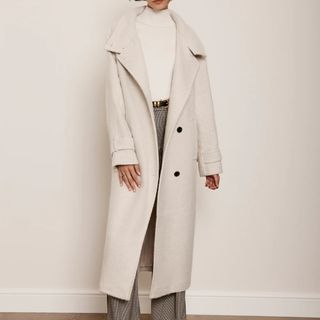 Mint Velvet Cream Textured Funnel Coat