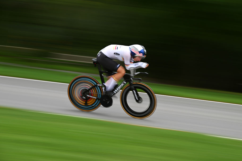 Franziska Koch (Germany) during the Women's Elite individual time trial at the 2026 UCI Road World Championships in Montreal, Quebec. (Photo by Dario Belingheri/Getty Images)