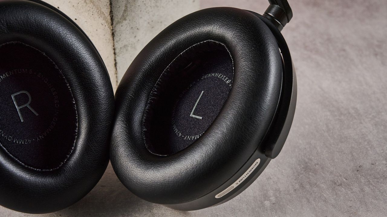 A closeup of the left cup of the Sennheiser Momentum 5.