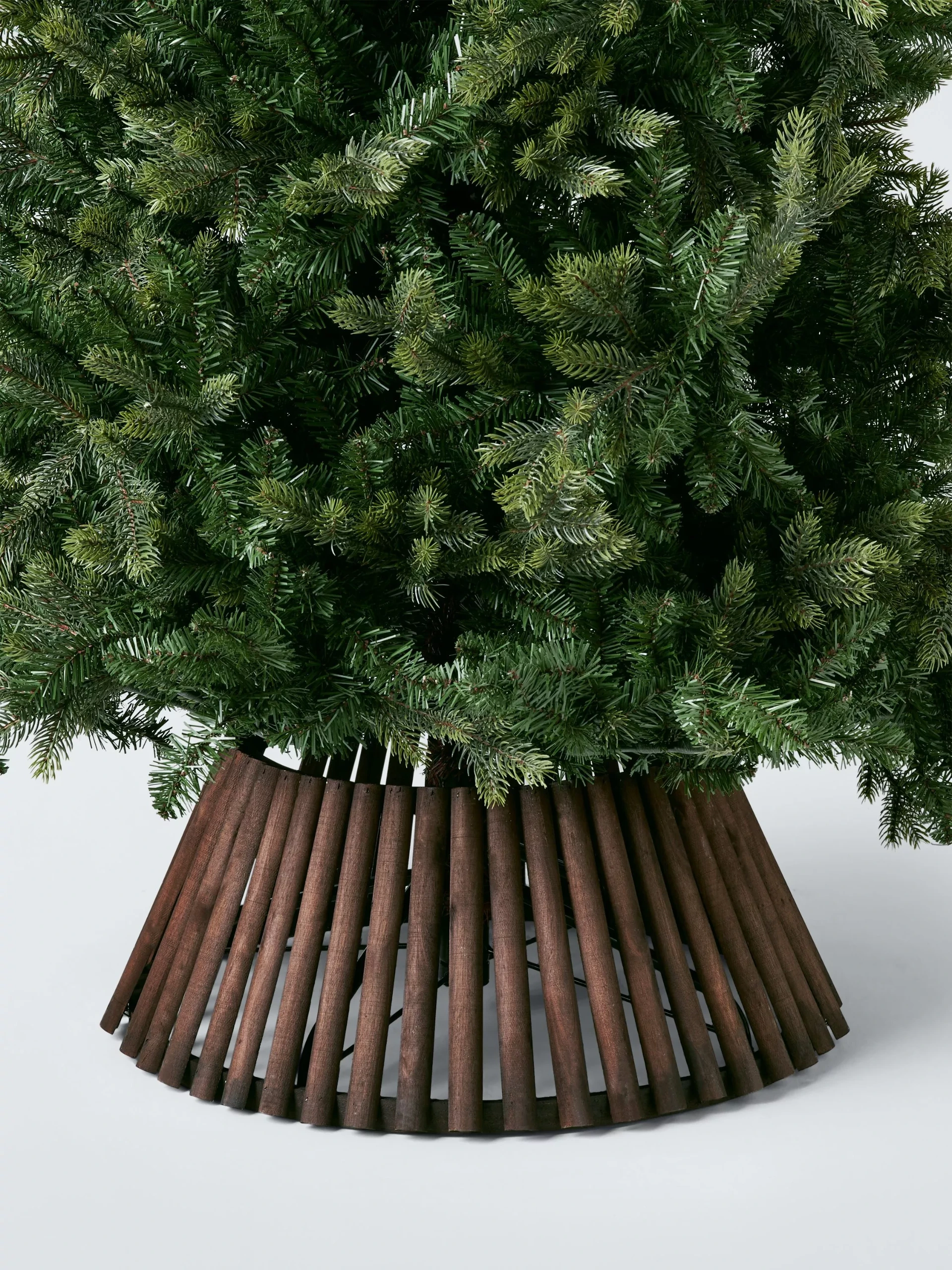 John Lewis Slatted Wood Christmas Tree Skirt, Brown