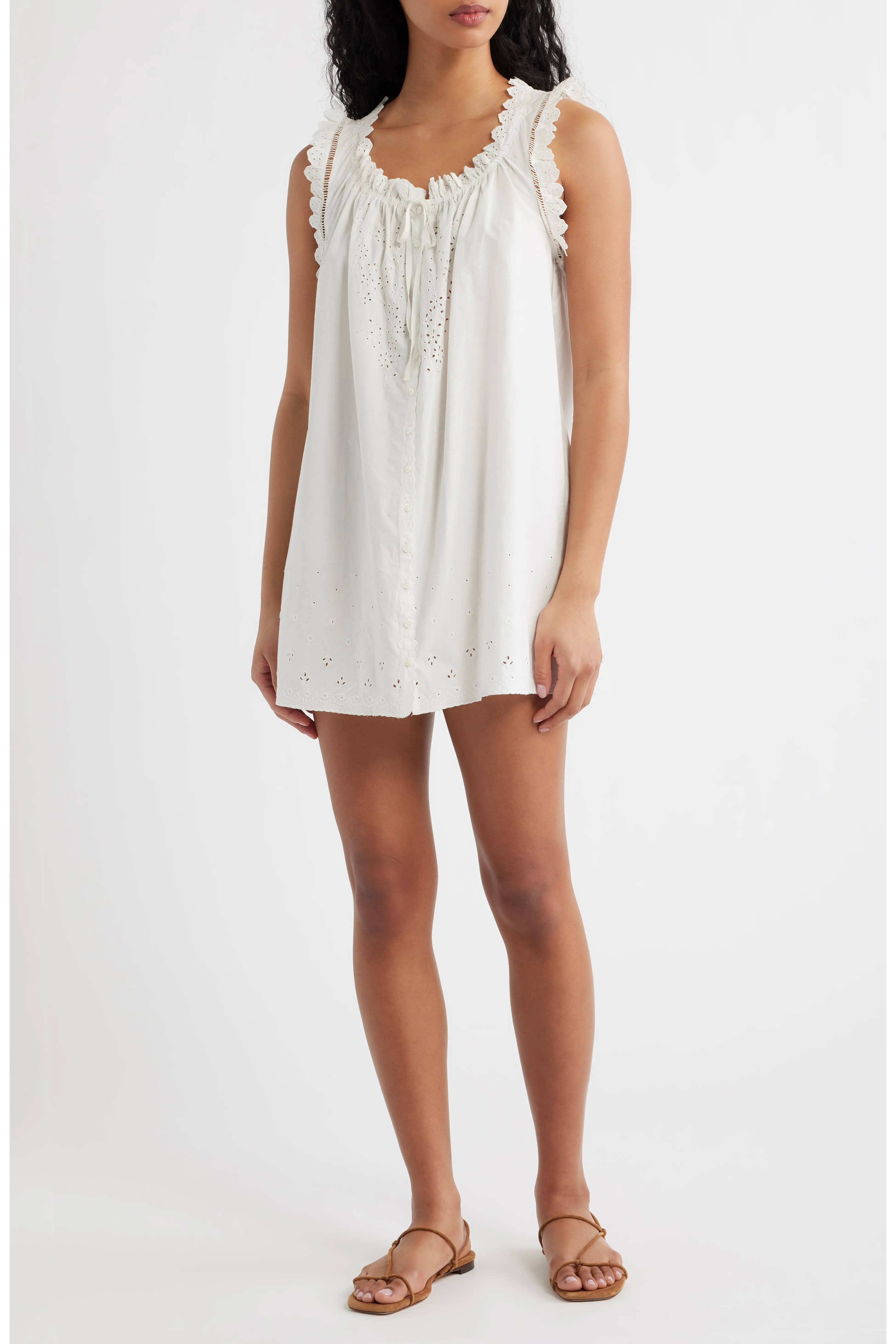 Nessie Eyelet Organic Cotton Shift Minidress