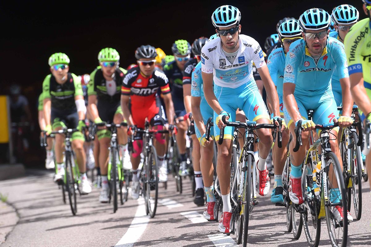 Fabio Aru gets out of the saddle