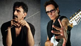 LEFT: Composer, musician, singer-songwriter Frank Zappa, Italy, 1988. RIGHT: Steve Vai photographed during a portrait shoot for Guitarist Magazine/Future via Getty Images, July 16, 2012.