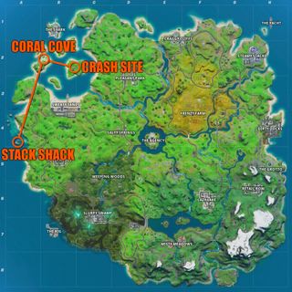 How to visit Coral Cove, Stack Shack, and Crash Site without swimming in Fortnite