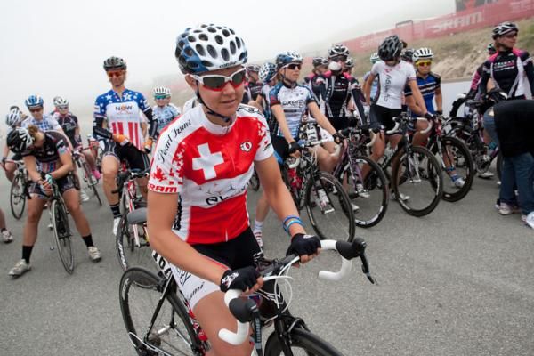 Swiss national road race champion Pascale Schnider (Exergy-Twenty12) at the start of the final stage of the Sea Otter Classic