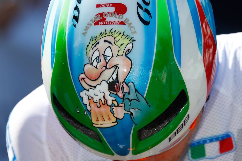 A special helmet for Italy's Enrico Gasparotto