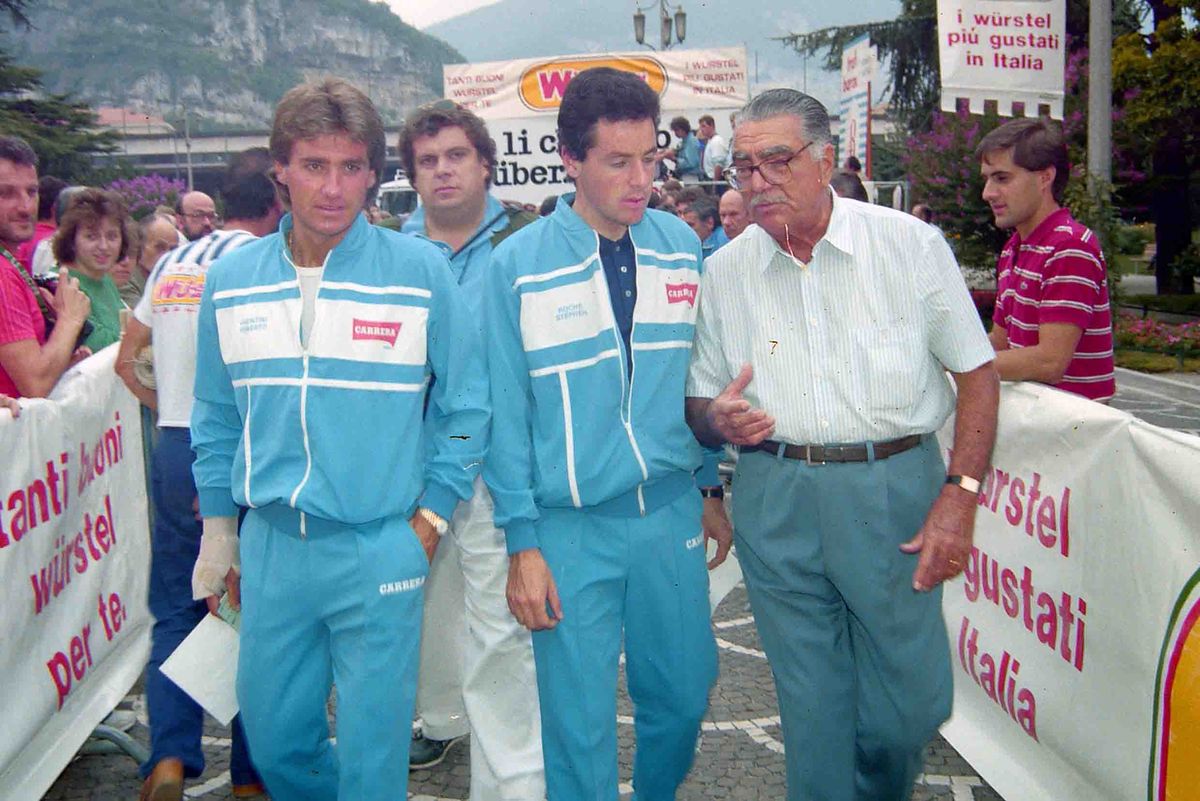 Roberto Visentini and Stephen Roche at the 1986 Trofeo Baracchi