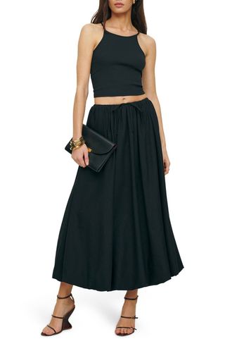 Cassandra Organic Cotton Crop Camisole & Drawstring Midi Skirt