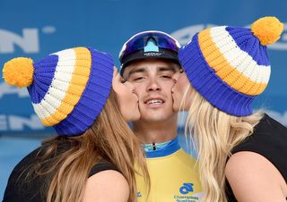 Julian Alaphilippe (Etixx-Quickstep) collects the yellow jersey
