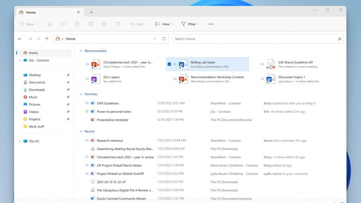 Windows 11 preview shows a File Explorer ready to what you
