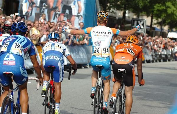 The scene after the finish line in Hamburg