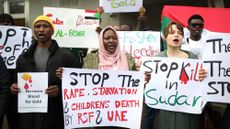Protesters gather outside the Scottish Parliament in solidarity with Sudan 
