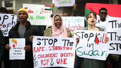 Protesters gather outside the Scottish Parliament in solidarity with Sudan 